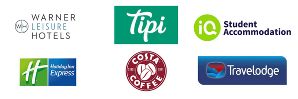 Logos of clients working with TROY group UK across Hotel, Leisure and student living sectors