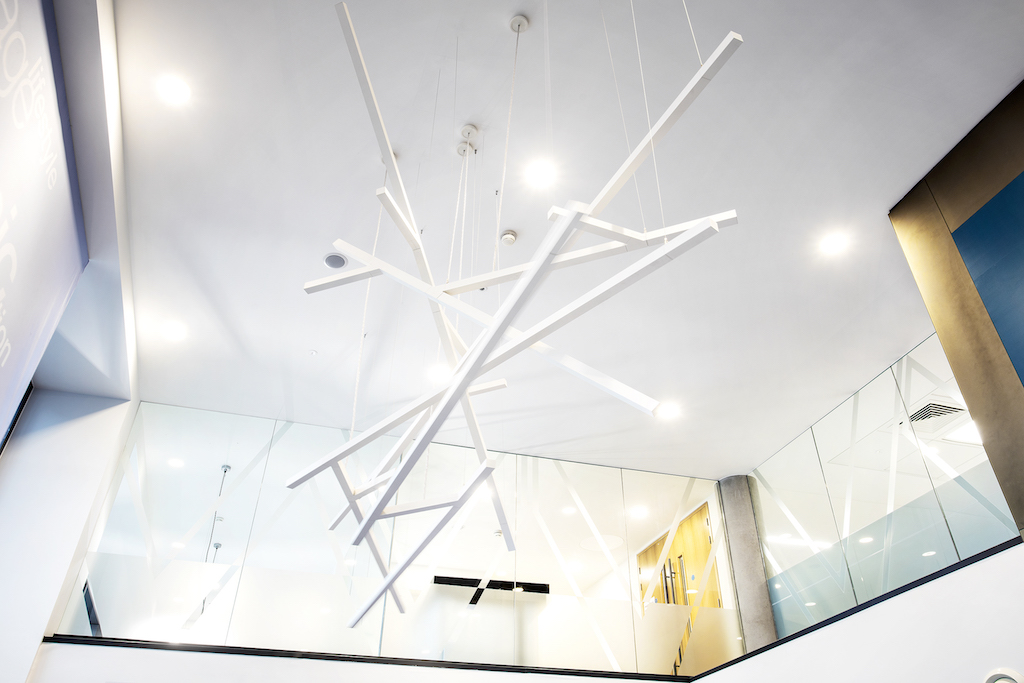 Interior shot of the refitted Tipi Marketing Suite - ceiling design | TROY group UK